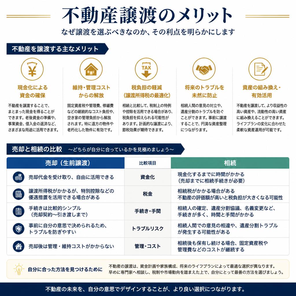 譲渡のメリット：売却と相続の選択肢