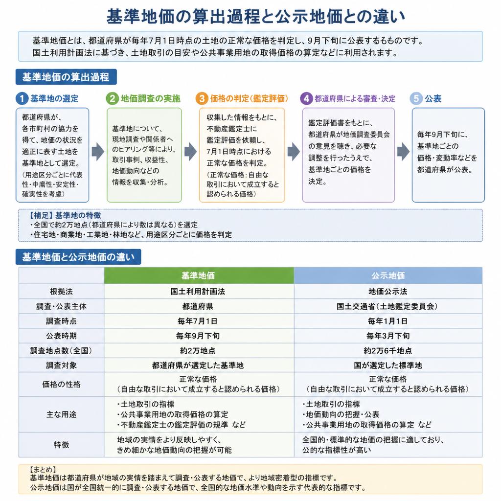 基準地価の算出方法と公示地価との違い