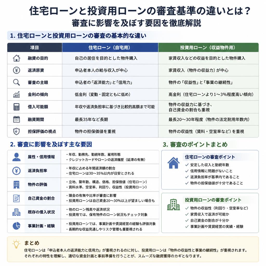 審査基準の違いを徹底解説