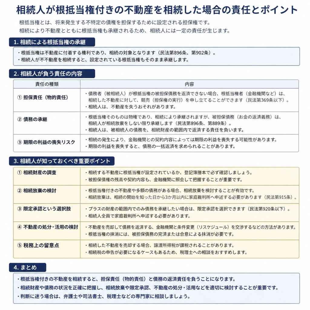 根抵当権の影響と相続人の責任