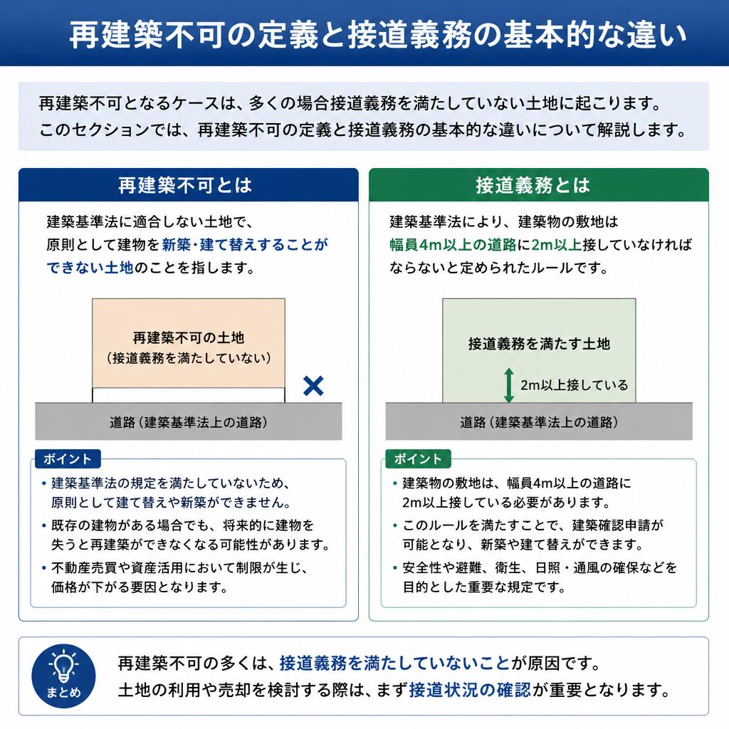 再建築不可と接道義務の違い